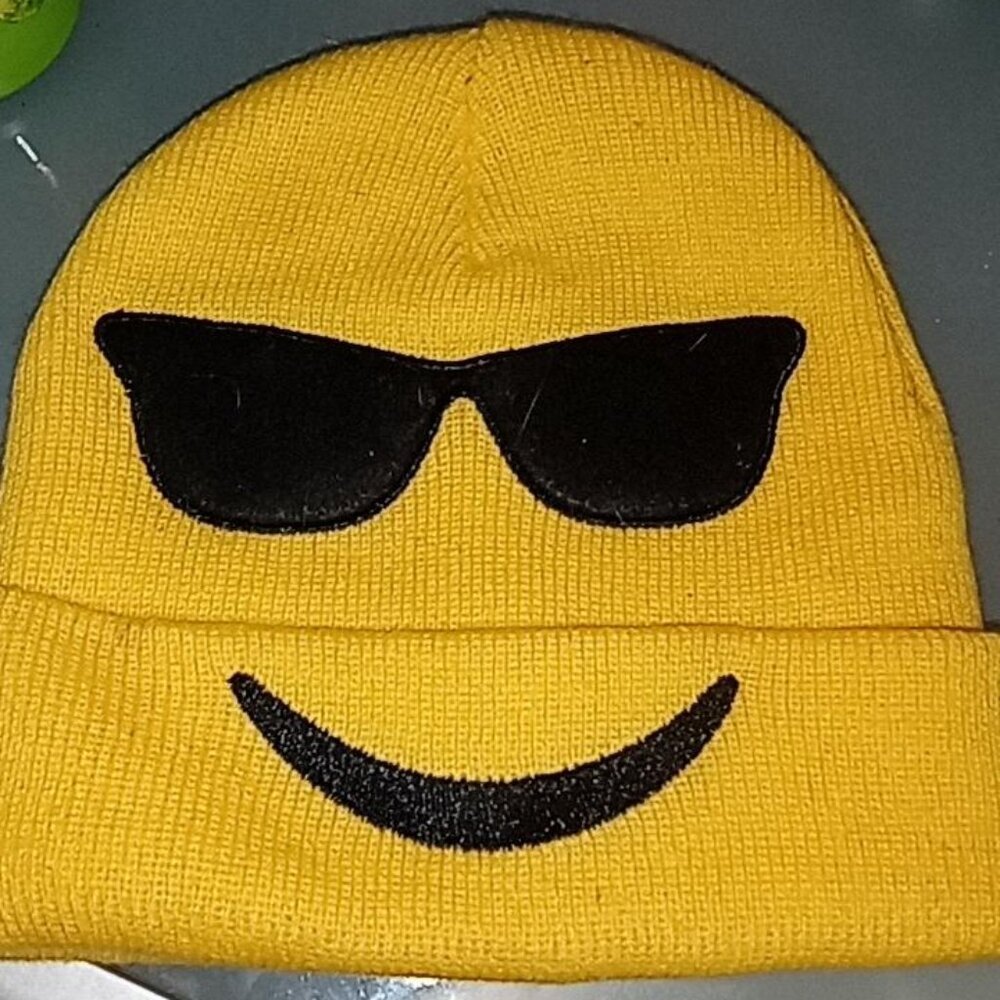 yellow emoji beanie hat